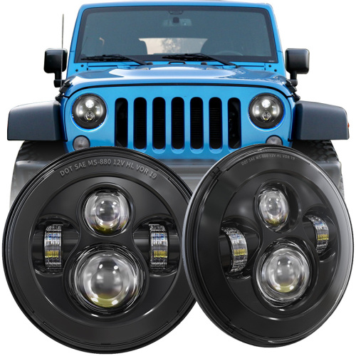7 inch 45w hi lo beam Jeep jk aftermarket headlights chrome/black sealed beam headlamp