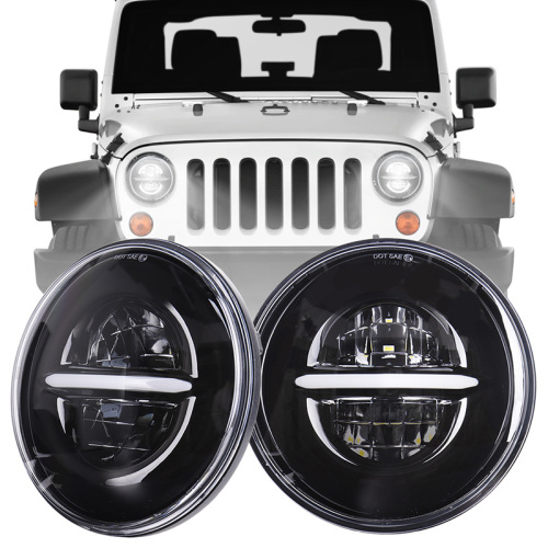 7" LED Headlights 45W High Low Beam LED H4 Halo Angel Eye DRL Amber Turn Signal for Jeep Wrangler JK Harley