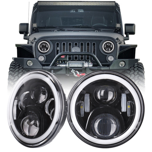 For Lands Rover Defender/Royal Enfield Headlight 7" Led Headlight with DRL Turning for Jeep Wrangler JK JKU CJ TJ