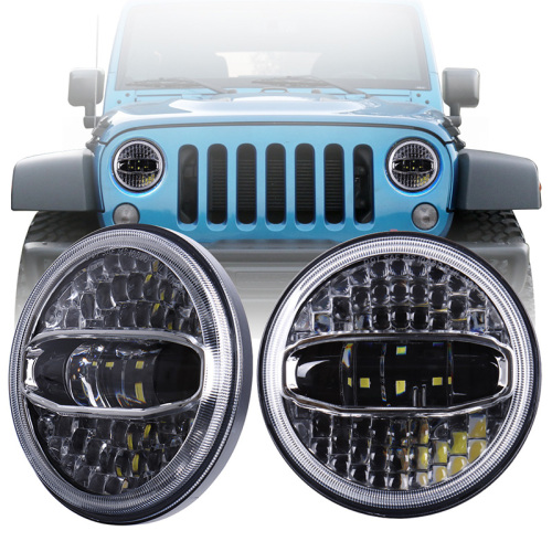 Unique Jepp JL Headlight 7" LED Headlight with Bracket Adaptor Hi Low Beam Headlight with Halo for Jeep JL 2018+