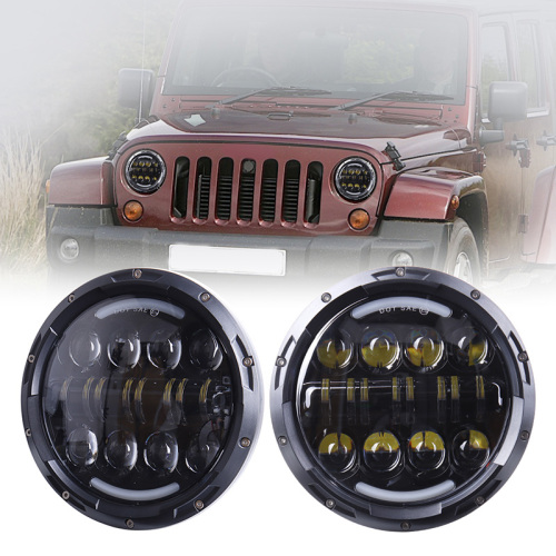For Jeep Wrangler Parts 7 headlights White/Amber Halo Ring Headlight for Road Glide Hi/Low Beam 7" Headlamp for Jeep Wrangler