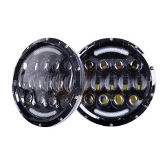 Morsun 7 Inch LED Poe 105W Headlight DRL Halo Ring Headlamp for Jeep Wrangler Car Motorcycle