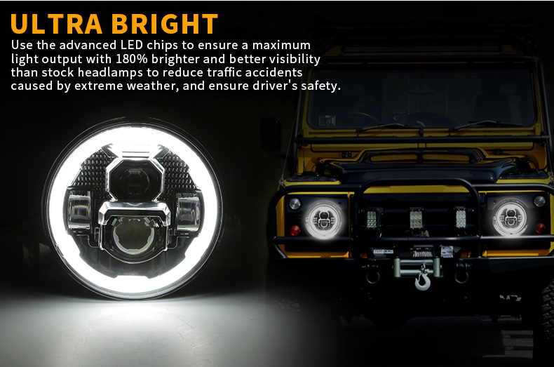 المصابيح الأمامية LED فائقة السطوع لسيارة جيب رانجلر JK