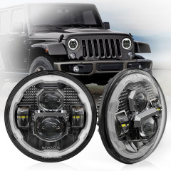 7 დიუმიანი რაუნდი 2007-2017 Jeep Wrangler JK Led Halo ფარები ქარვისფერი შემობრუნების სიგნალებით