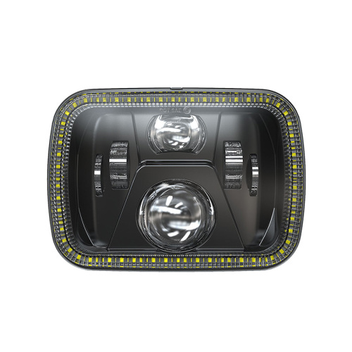 High quality 5x7 inch truck led headlight for jeep cherokee xj/GMC headlamp with rectangular halo ring
