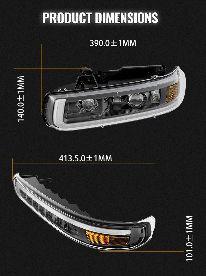 2000-2006 Chevy Tahoe Led Headlights Size