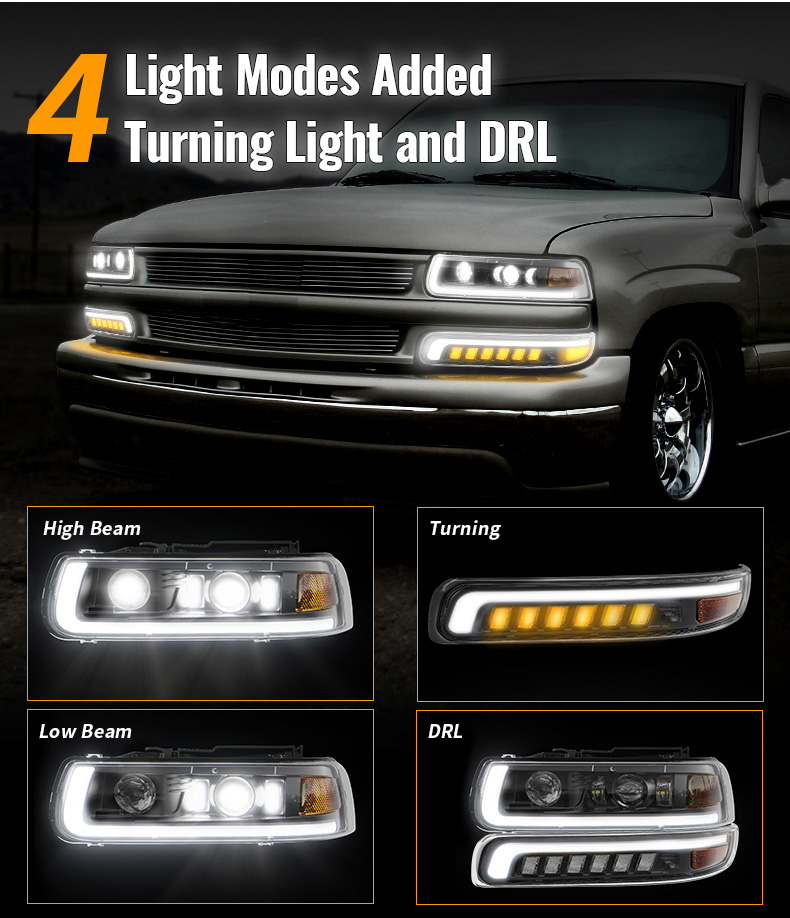 2000-2006 Chevy Tahoe Led Headlights Beam Modes