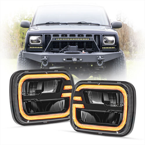5x7 Led Halo Headlights 1984-2001 Jeep Cherokee XJ Halo Headlights
