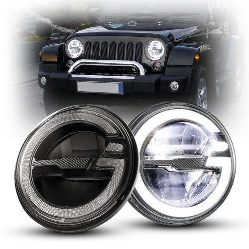 7 inch Round Led Halo Headlights with Turn Signals