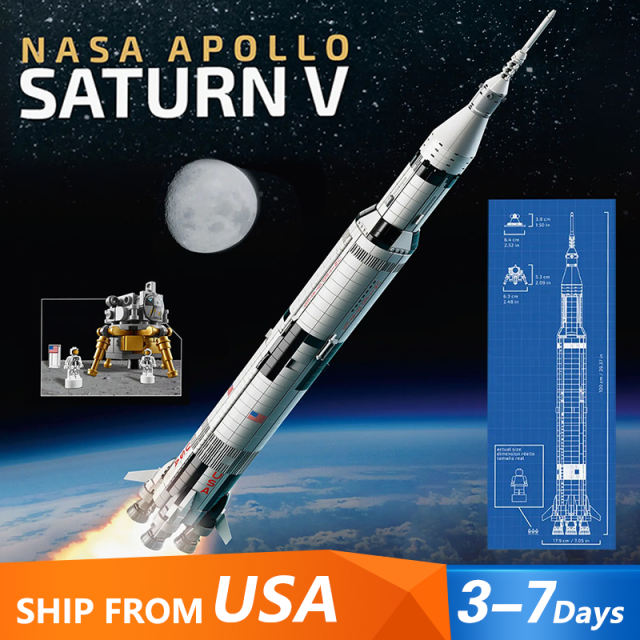 KING 80013 Apollo Saturn V Ideas Space Building Block 21309 from USA 3-7 Day Delivery