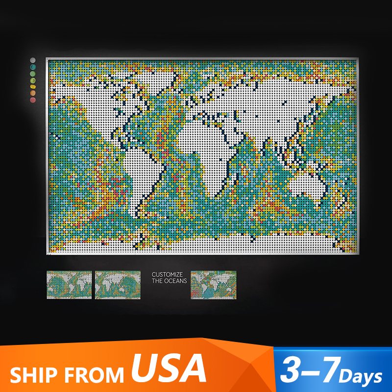 Customized 61203 Art and crafts Art World Map 31203 from USA 3-7 Days Delivery