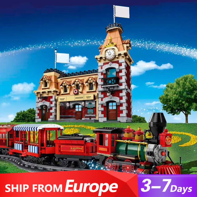Custom J11001 / 11442 "Disney" Train and Station 71044 Building Block Brick 3350pcs from Europe 3-7 Days Delivery