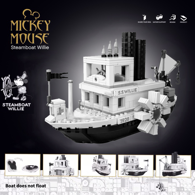 ZM60007 / SX6011 / LJ99018 Ideas Steamboat Wille Mickey Mouse S.S.Wille Boat 21317 Building Blocks 751pcs Bricks Toys from China