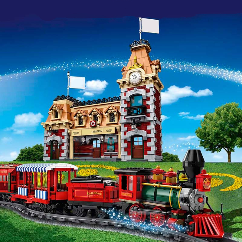 Customized J11001 "Disney" Train and Station 71044 Building Block Brick 3350pcs from China