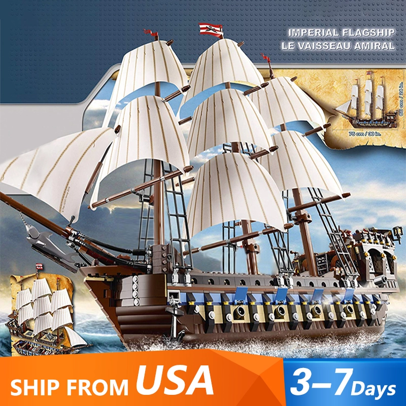Custom 22001 / K19003 Imperial Flagship Caribbean Pirate Series Creator Expert 1664pcs 10210 From USA 3-7 Days Delivery