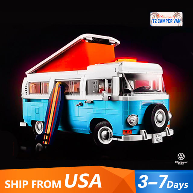 Customized 22666 T2 VW "Camper" Van 2207pcs Building Block Brick Toys 10279 from USA 3-7 Days Delivery