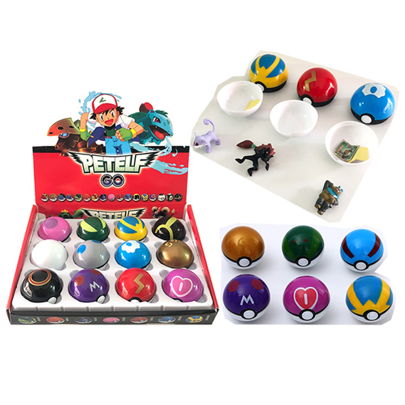 Pokémon Cartoom Poké Ball Random Figures Collection Toys 12 Balls in One Set