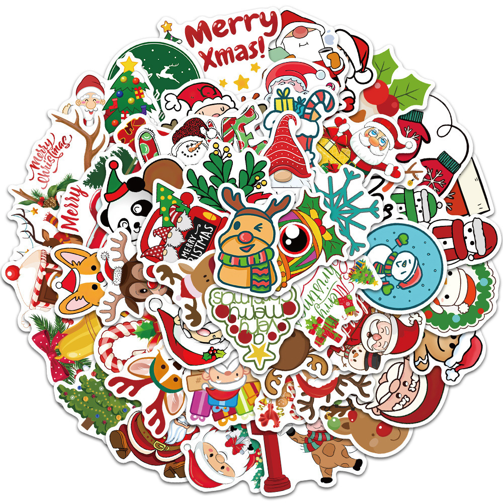 50 Pieces Christmas (2) Stickers Water-Proof Fashion Aesthetic Motorcycle Phone Car Skateboard Laptop Sticker From China
