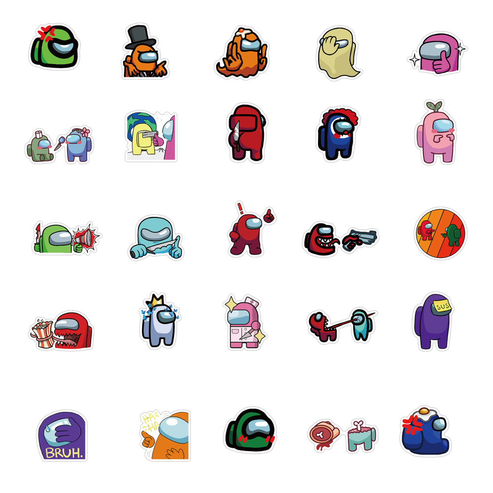 50 Pieces Among Us (3) Stickers Water-Proof Fashion Aesthetic Motorcycle Phone Car Skateboard Laptop Sticker From China