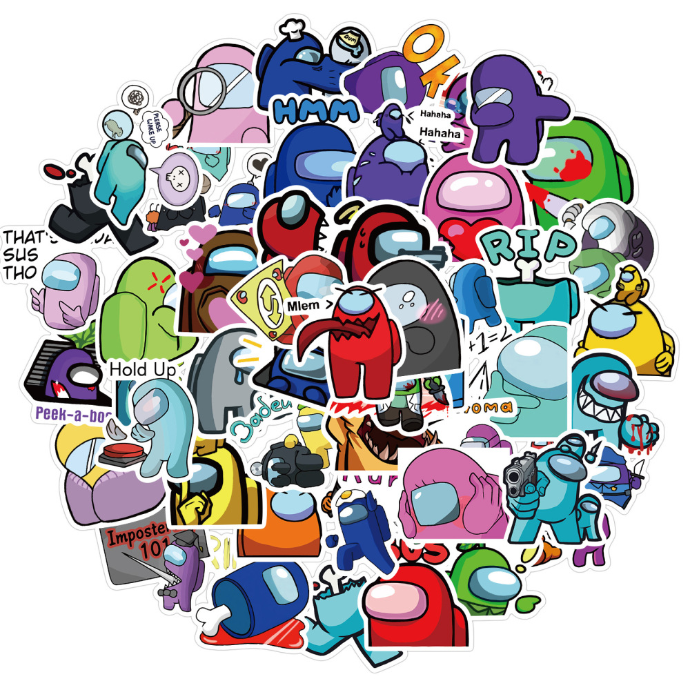 50 Pieces Among Us (4) Stickers Water-Proof Fashion Aesthetic Motorcycle Phone Car Skateboard Laptop Sticker From China