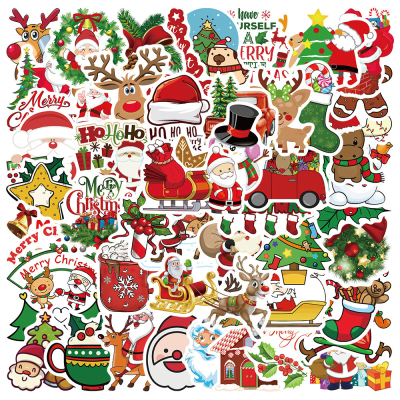 50PCS Christmas (1) Stickers Water-Proof Fashion Aesthetic Motorcycle Phone Car Skateboard Laptop Sticker From China