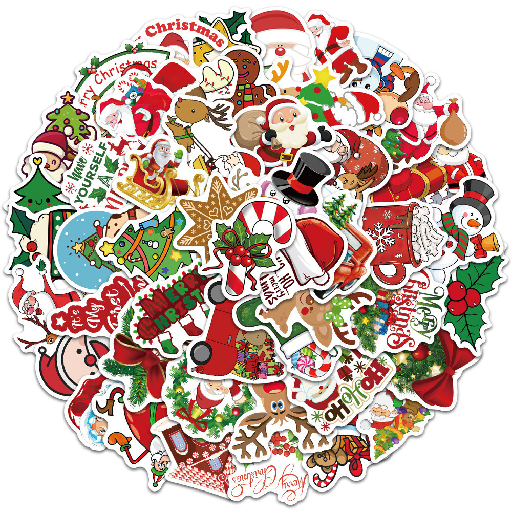 50PCS Christmas (1) Stickers Water-Proof Fashion Aesthetic Motorcycle Phone Car Skateboard Laptop Sticker From China