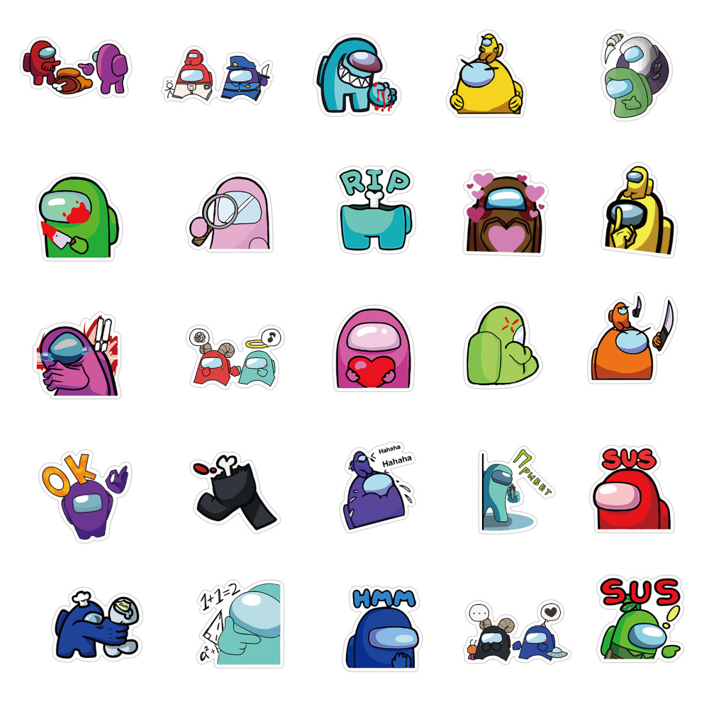 50 Pieces Among Us (4) Stickers Water-Proof Fashion Aesthetic Motorcycle Phone Car Skateboard Laptop Sticker From China