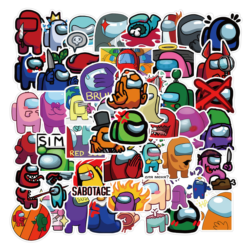 50 Pieces Among Us (3) Stickers Water-Proof Fashion Aesthetic Motorcycle Phone Car Skateboard Laptop Sticker From China