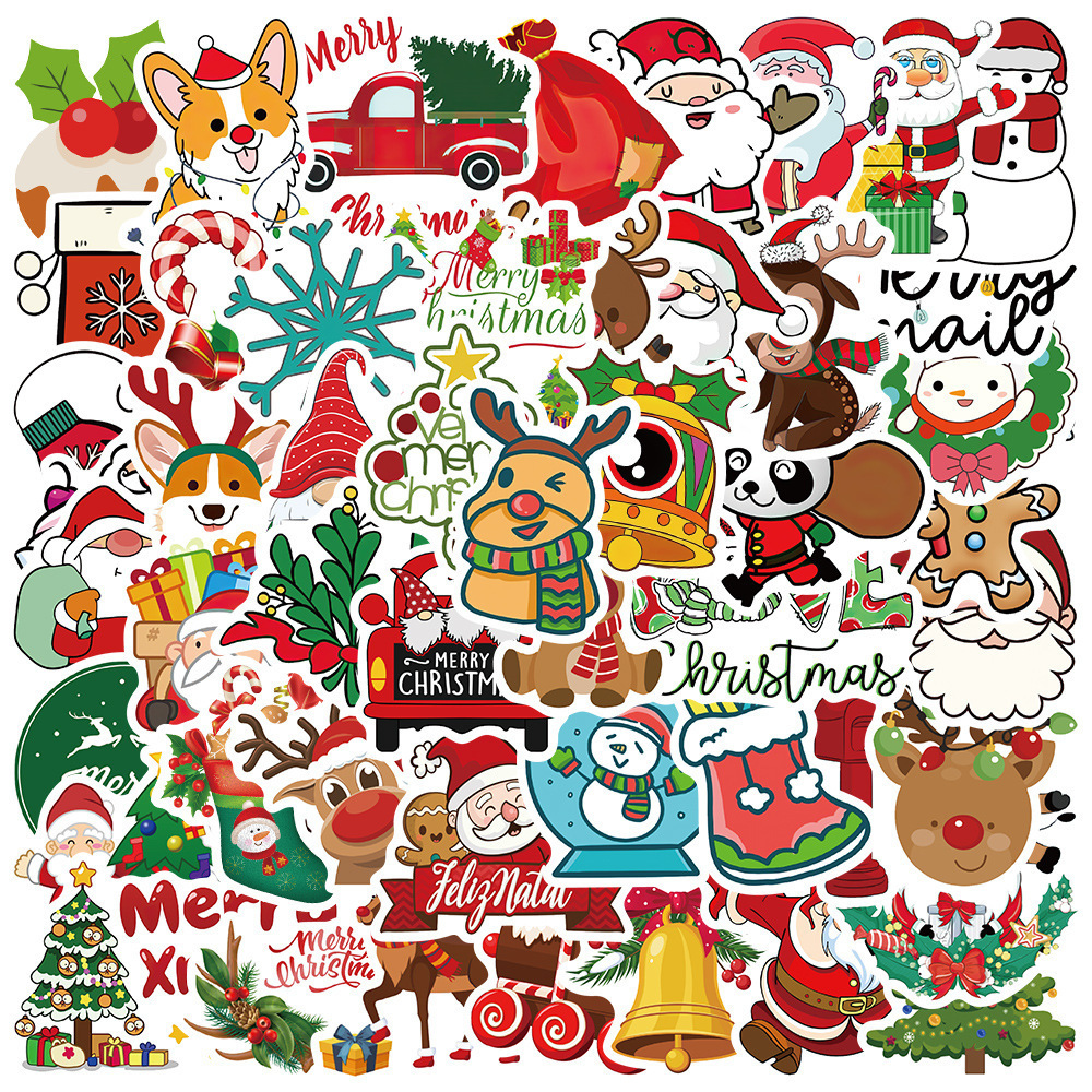 50 Pieces Christmas (2) Stickers Water-Proof Fashion Aesthetic Motorcycle Phone Car Skateboard Laptop Sticker From China