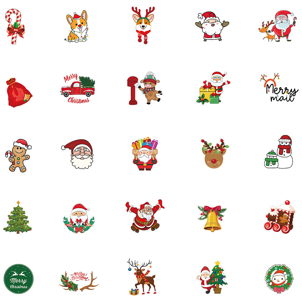 50 Pieces Christmas (2) Stickers Water-Proof Fashion Aesthetic Motorcycle Phone Car Skateboard Laptop Sticker From China