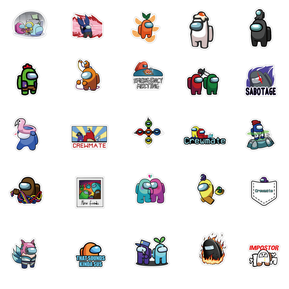 50 Pieces Among Us (1) Stickers Water-Proof Fashion Aesthetic Motorcycle Phone Car Skateboard Laptop Sticker From China