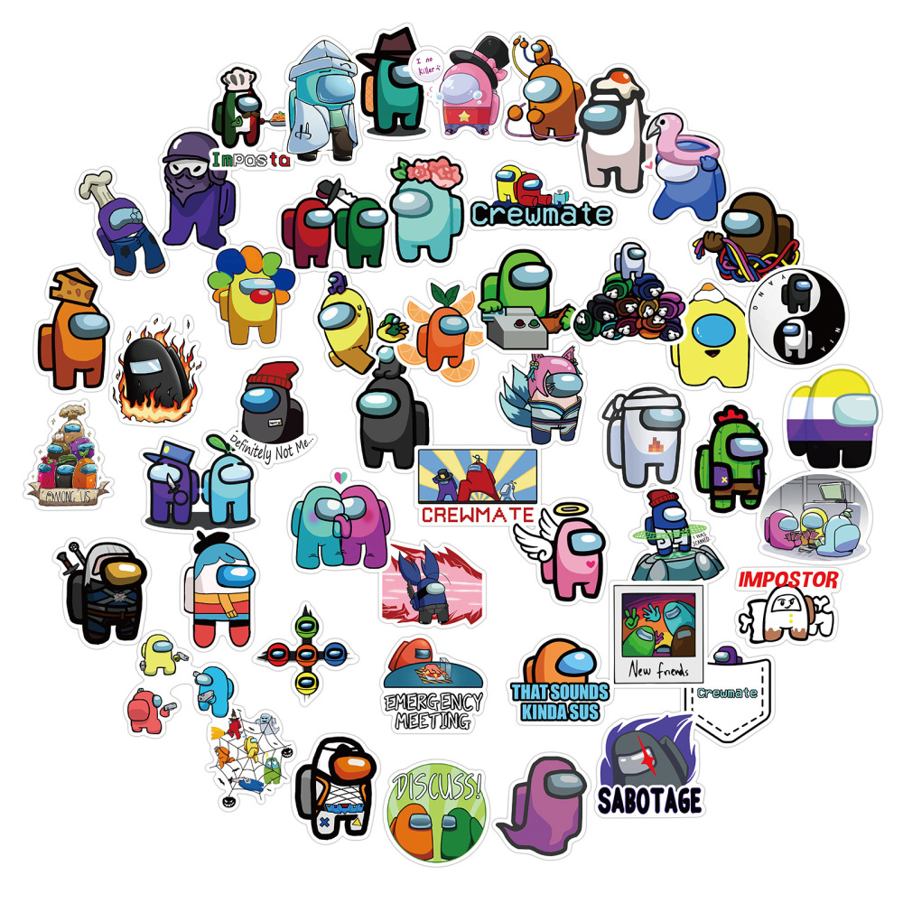 50 Pieces Among Us (1) Stickers Water-Proof Fashion Aesthetic Motorcycle Phone Car Skateboard Laptop Sticker From China