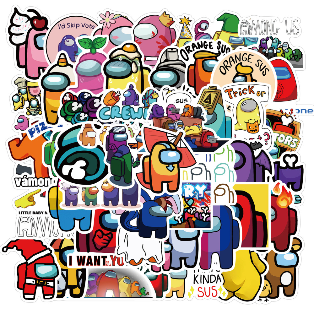 50 Pieces Among Us (2) Stickers Water-Proof Fashion Aesthetic Motorcycle Phone Car Skateboard Laptop Sticker From China