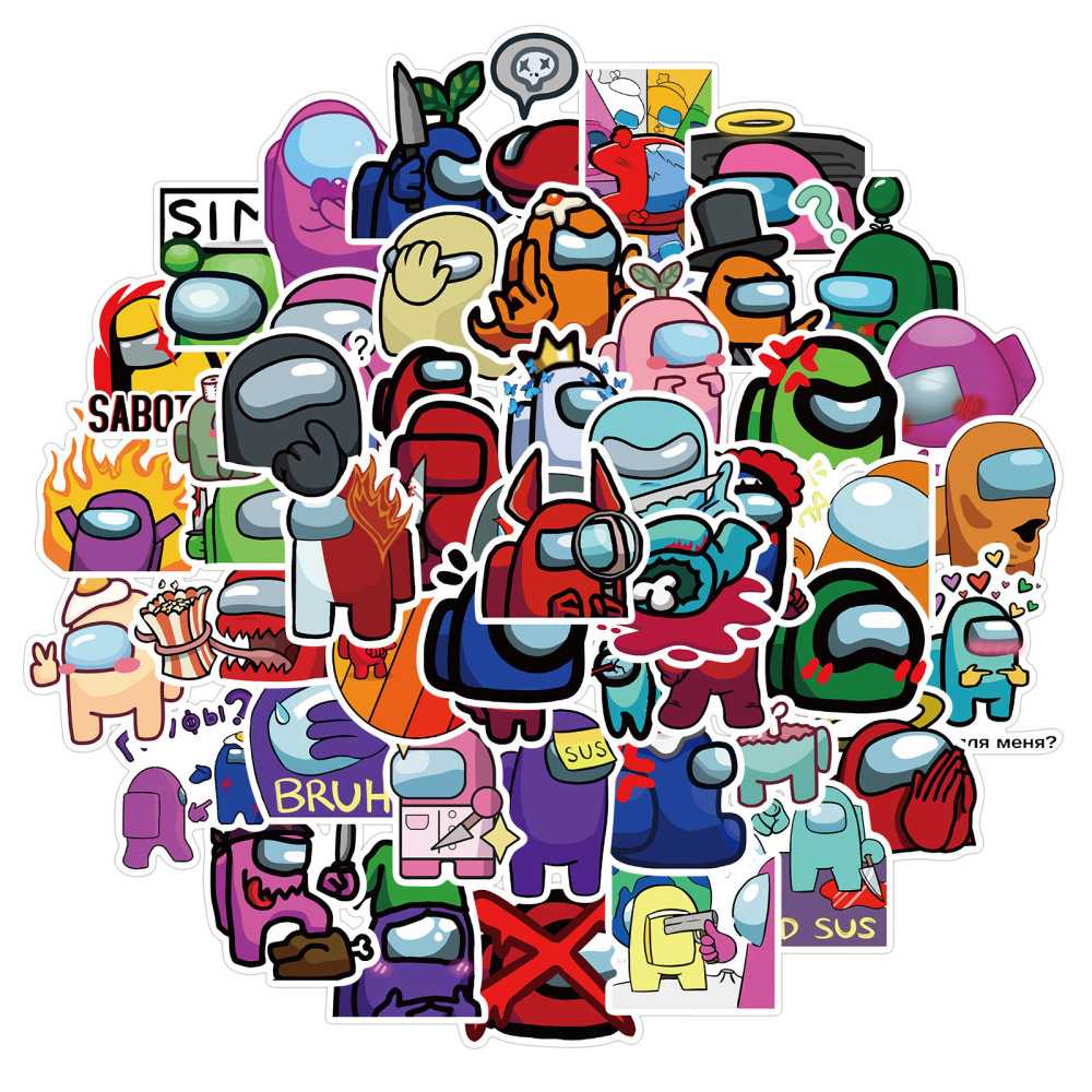50 Pieces Among Us (3) Stickers Water-Proof Fashion Aesthetic Motorcycle Phone Car Skateboard Laptop Sticker From China