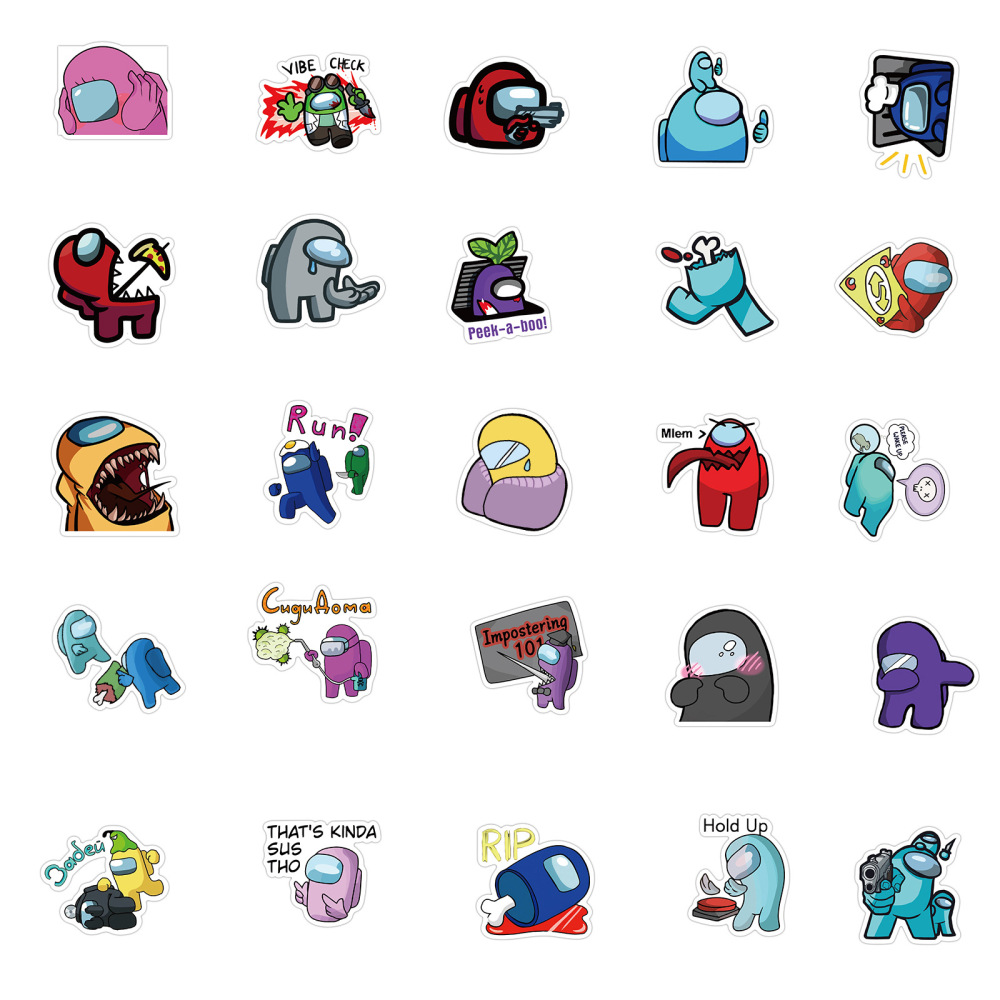50 Pieces Among Us (4) Stickers Water-Proof Fashion Aesthetic Motorcycle Phone Car Skateboard Laptop Sticker From China