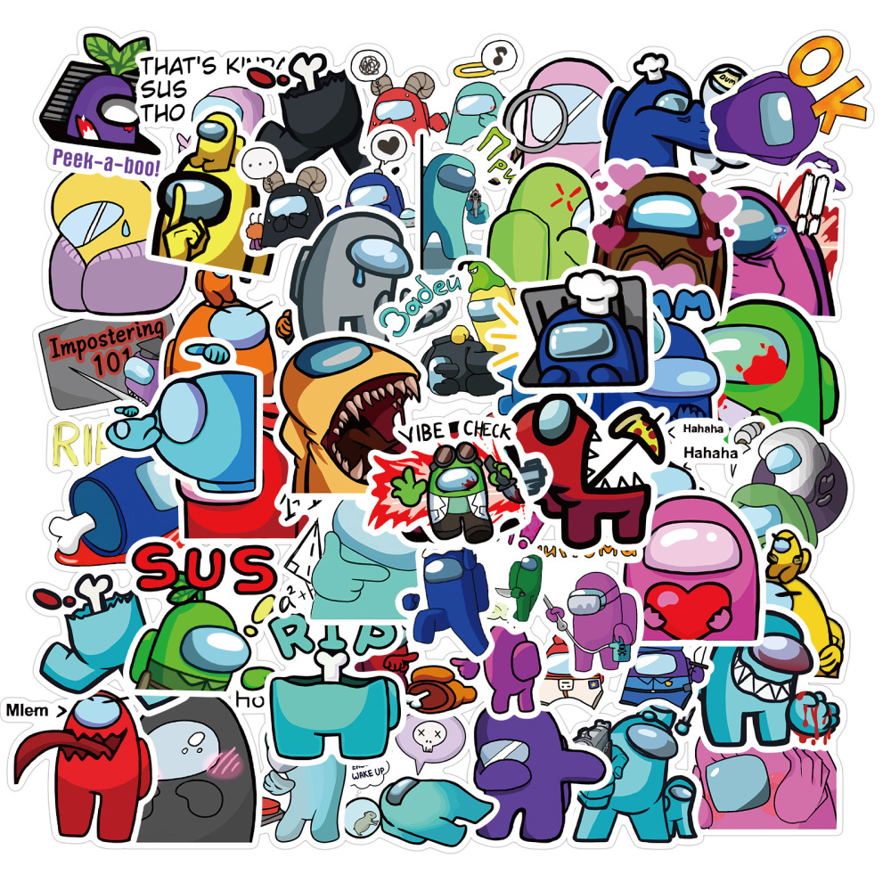 50 Pieces Among Us (4) Stickers Water-Proof Fashion Aesthetic Motorcycle Phone Car Skateboard Laptop Sticker From China