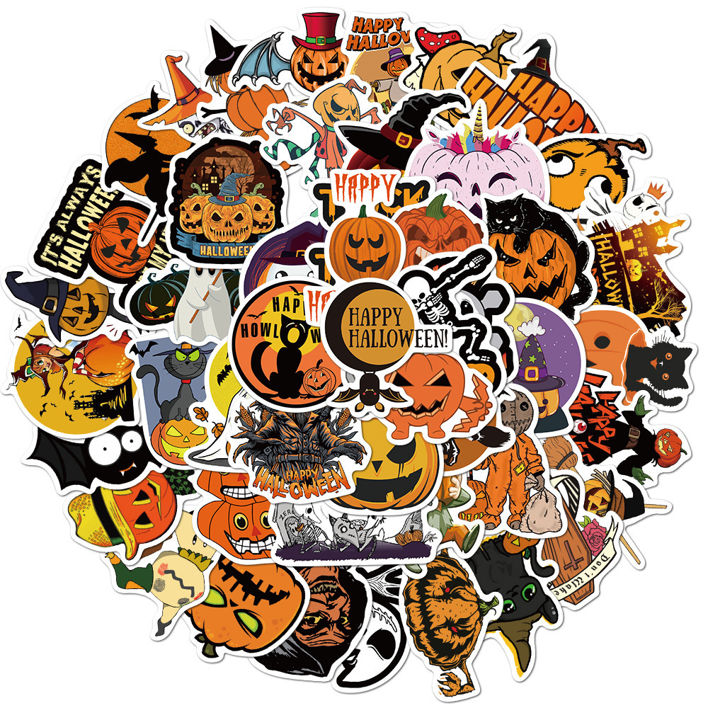 Halloween (1) 50Pieces Stickers Water-Proof Fashion Aesthetic Motorcycle Phone Car Skateboard Laptop Sticker From China
