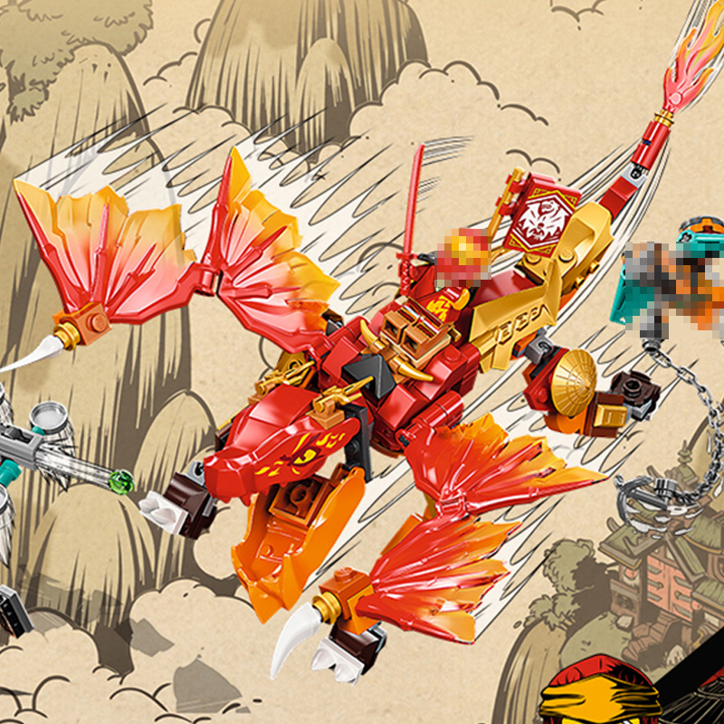 Custom 60015 Kai's Fire Dragon EVO Ninjago 71762 Ninja Building Block Brick