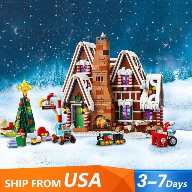 Custom X19075 / KING T0267 Gingerbread House Expert Series Bricks Toys 10267 Building Block Brick Toy from USA 3-7 Days Delivery