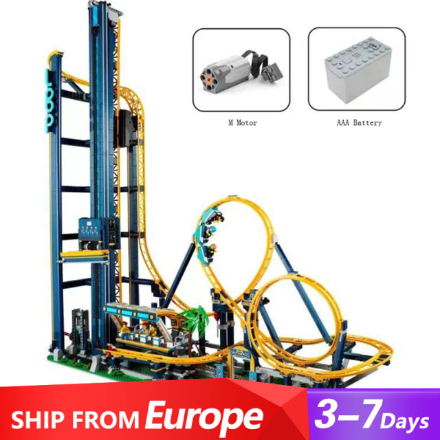 {With Motor}Custom 66503 / 77045 / 13003 Loop Coaster Fair Ground Creator 10303 Building Block Brick Toy 3756±PCS from Europe 3-7 Days Delivery.