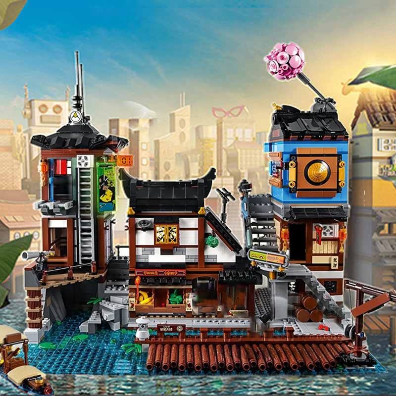 Custom RZ008 NINJAGO City Docks Ninjago Movie 70657 Building Block Bricks 3553±pcs 06083 From China