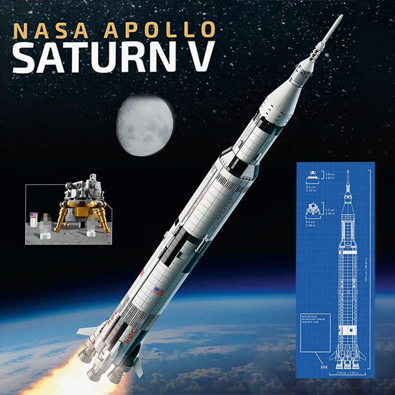 Custom 60005 / 10011 The Apollo Saturn V Building 21309 Blocks 1969pcs Bricks Toys Model Rocket  From China