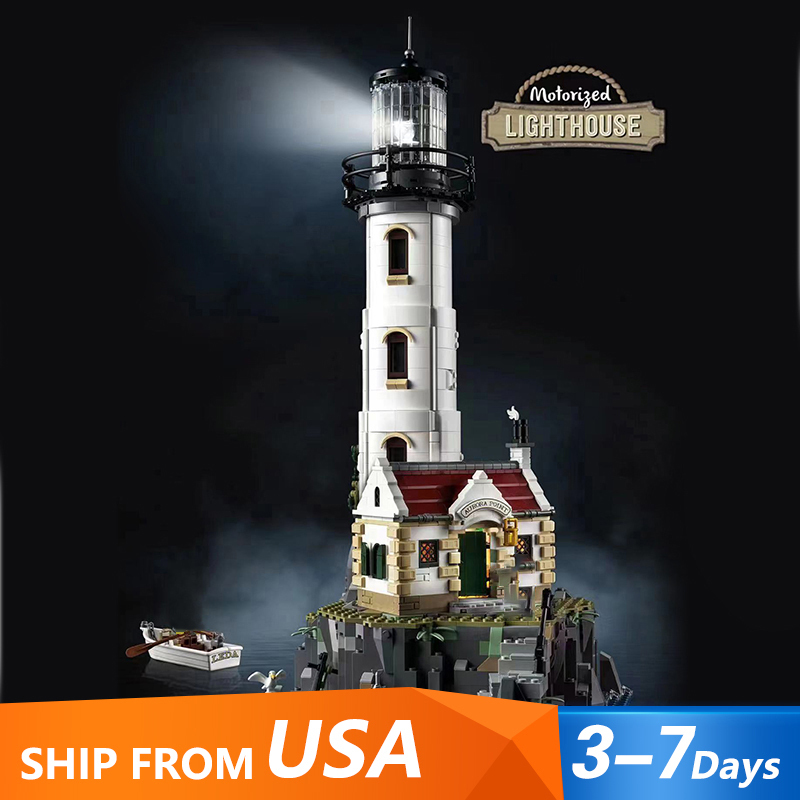 JIESTAR 92882 Motorised Lighthouse Ideas 21335 with Light Brick and Motor Building Block Brick 2065±pcs from USA 3-7 Days Delivery.