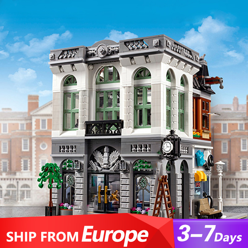 Custom T2100/15001 Modular Buildings Brick Bank Building Blocks 2380±pcs Bricks Toys 10251 from Europe 3-7 Days Delivery