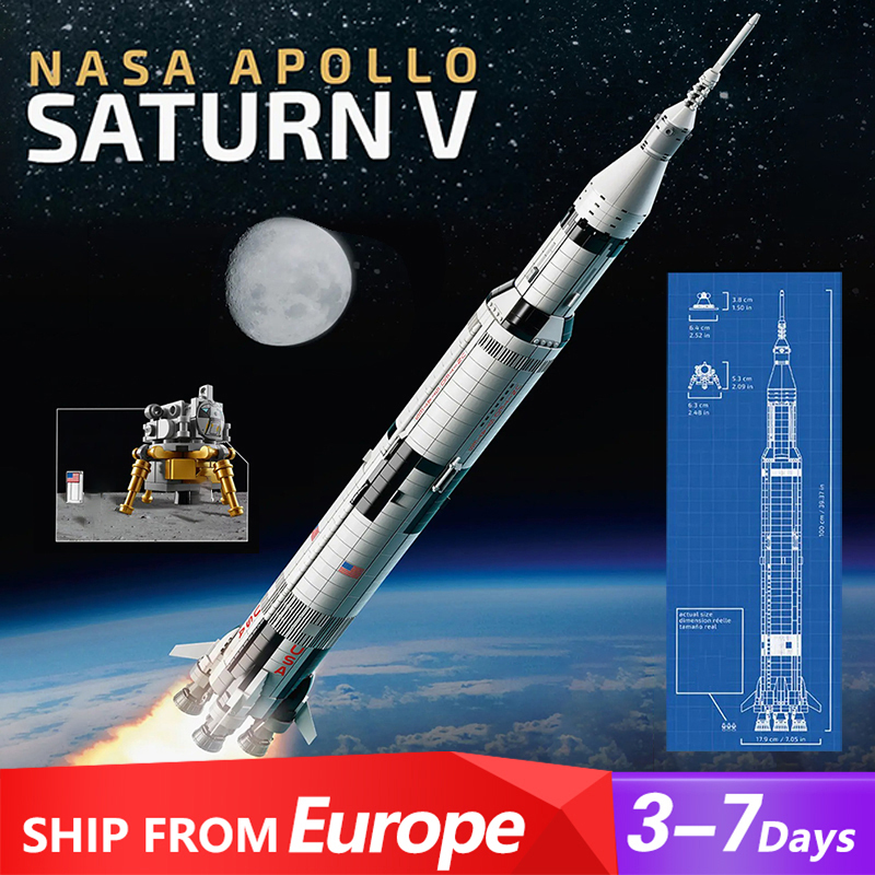 Customized 60005 10011 Apollo Saturn V Ideas Space Building Block 1969pcs Bricks 21309 From Europe 3-7 Days Delivery