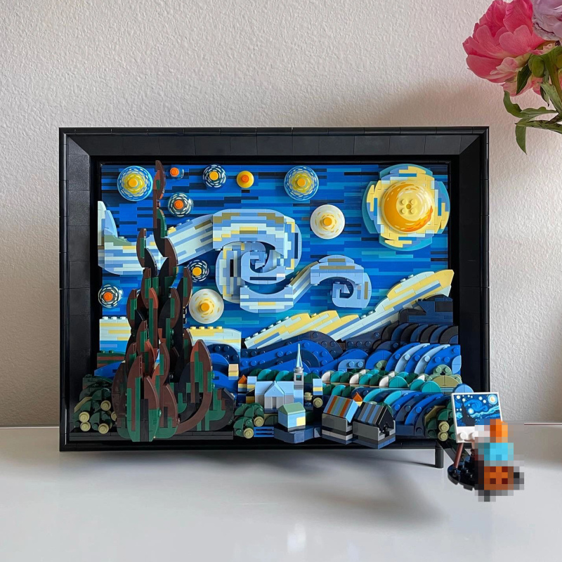 Custom77030 / JieStar 92803 /DK 21033 The Starry Night Vincent van Gogh Drawing Painting 21333 Building Block Bricks 2362±pcs from USA 3-7 Days Delivery.