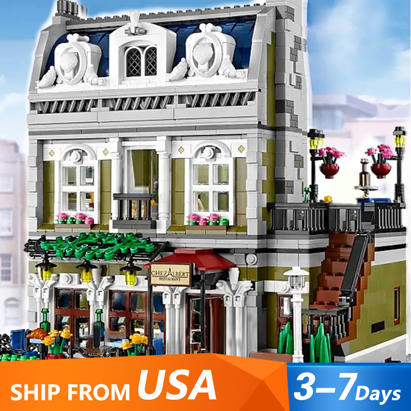 Custom 99005/15010 Parisian Restaurant Modular Buildings Block 2469±pcs Brick 10243 From USA 3-7 Day Delivery.