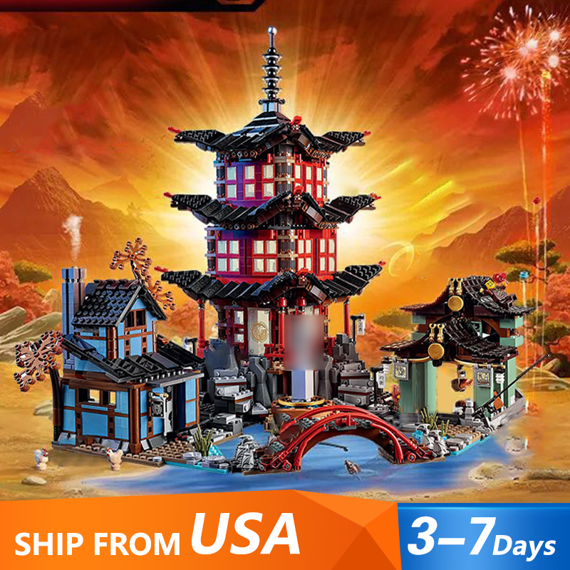 Custom A19038 Ninja Series Temple of Airjitzu Building Blocks 2152pcs 70751 Bricks Model Sets Toys From USA 3-7 Days Delivery