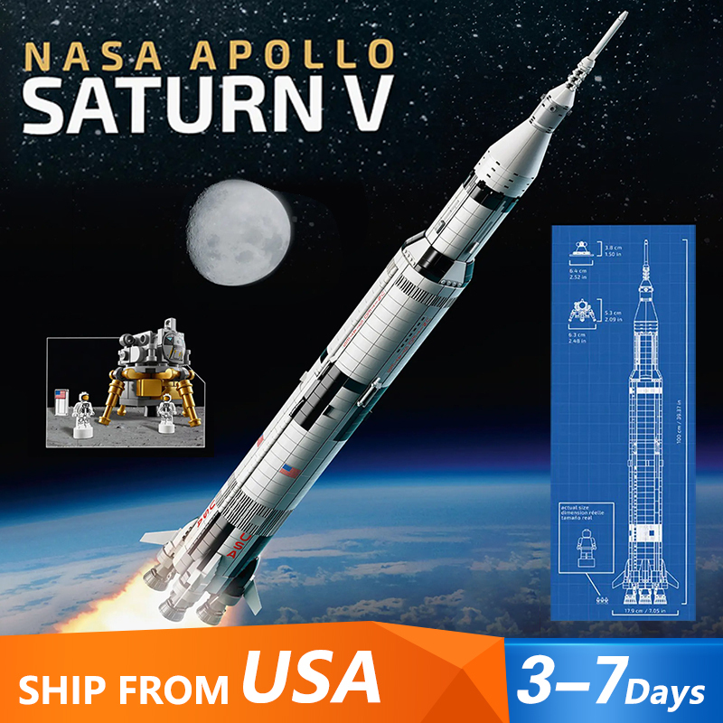 Custom 37003 / KING 80013 Apollo Saturn V Ideas Space Building Block 21309 from USA 3-7 Day Delivery.