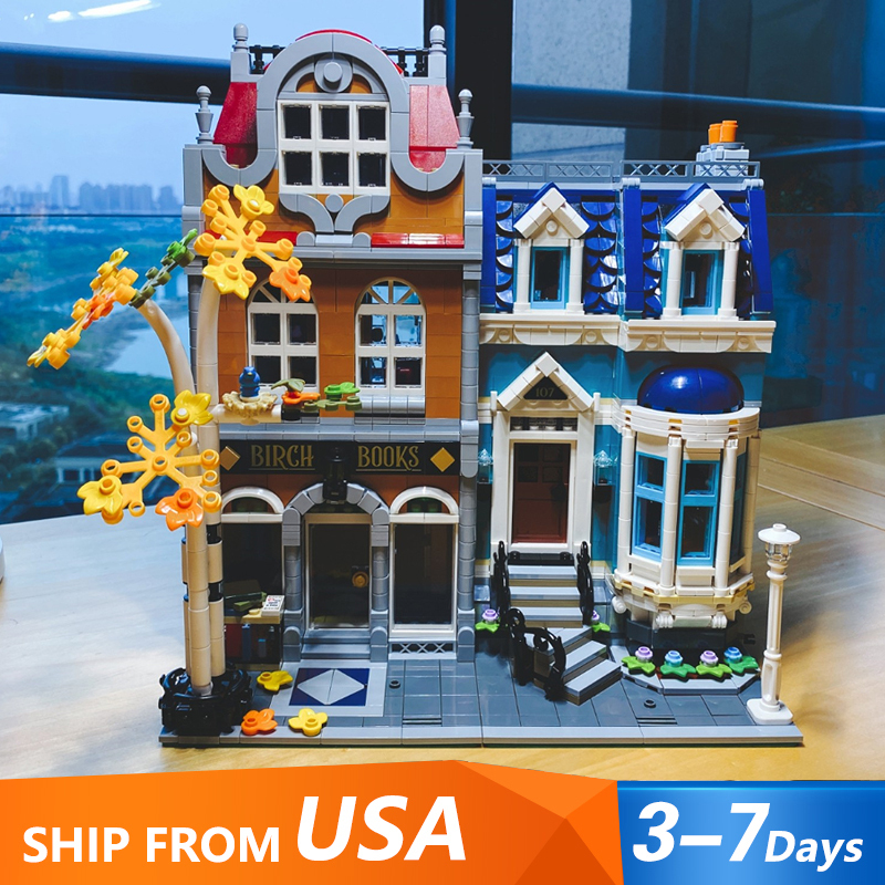 Custom 85017/10201 European Style Bookshop Building Blocks 2504±pcs Bricks 10270 From USA 3-7 Days Delivery.